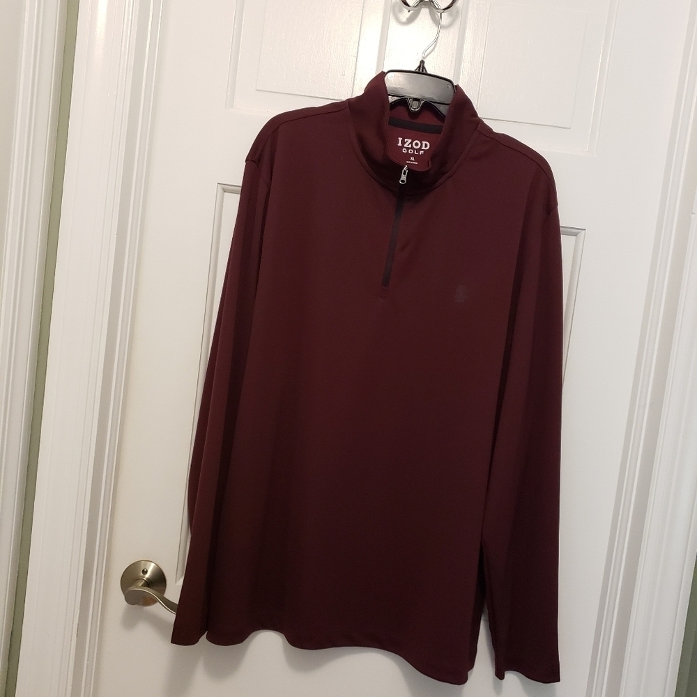 NWOT IZOD Golf Burgundy In Color Nylon Knit Feel Pullover, Athlesiure